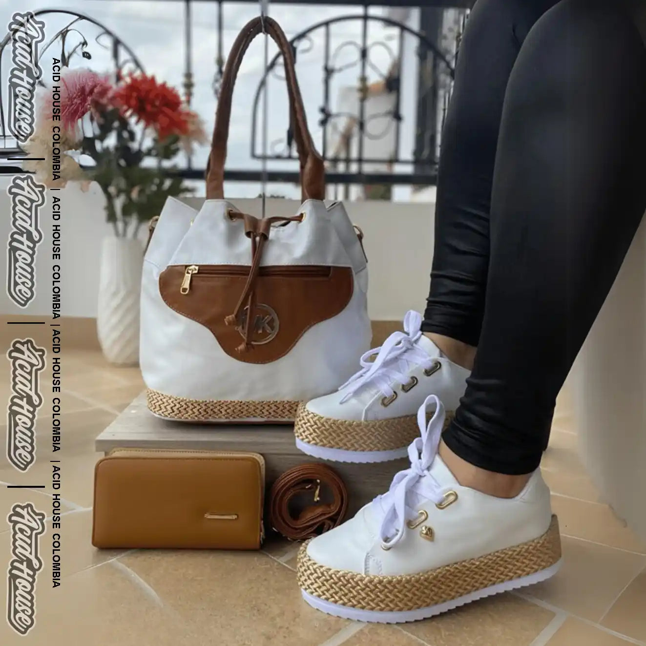 ✨SET DE BOLSO Y ZAPATOS EN MATERIAL LINCE CON ACABADOS EN YUTE✨