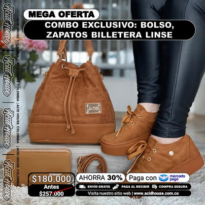 COMBO BOLSO, ZAPATOS Y BILLETERA - LINSE Y VINDELA