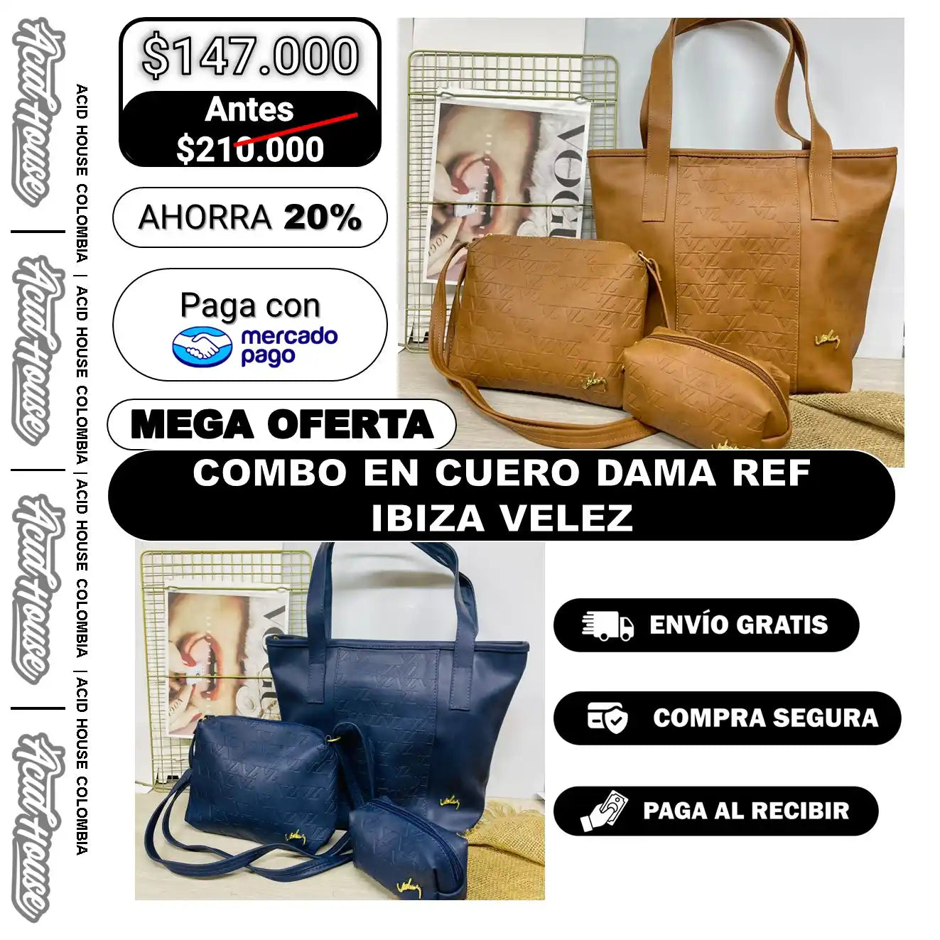 COMBO EN CUERO DAMA IBIZA VELEZ