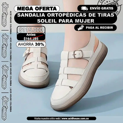 SANDALIA DE TIRAS SOLEIL PARA MUJER: ORTOPÉDICAS, ANTIDESLIZANTES Y RESISTENTES