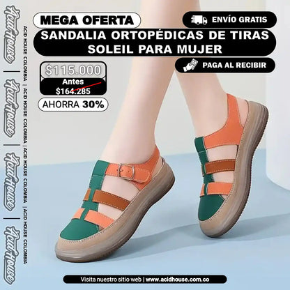 SANDALIA DE TIRAS SOLEIL PARA MUJER: ORTOPÉDICAS, ANTIDESLIZANTES Y RESISTENTES