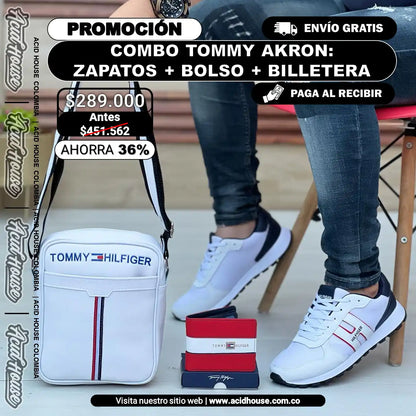 COMBO TOMMY AKRON: ZAPATOS + BOLSO + BILLETERA