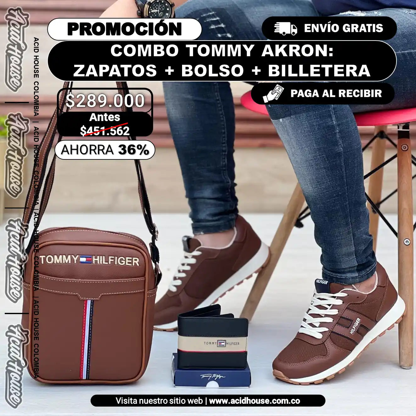 COMBO TOMMY AKRON: ZAPATOS + BOLSO + BILLETERA